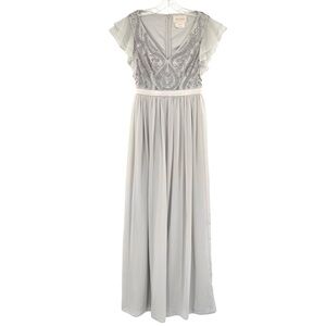 Anthropologie BHLDN Maricela Dress Beaded Chiffon Evening Formal